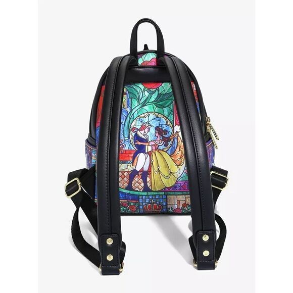 Beauty & Beast Stained Glass Castle Backpack, Wallet & Cardholder Loungefly NWT - Picture 9 of 16